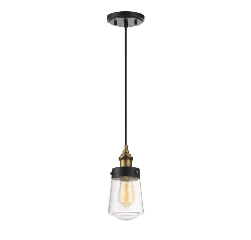 Savoy House 7-2064-1-51 One Light Mini Pendant, Vintage Black w/Warm Brass
