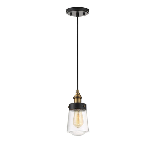 Savoy House 7-2064-1-51 One Light Mini Pendant, Vintage Black w/Warm Brass