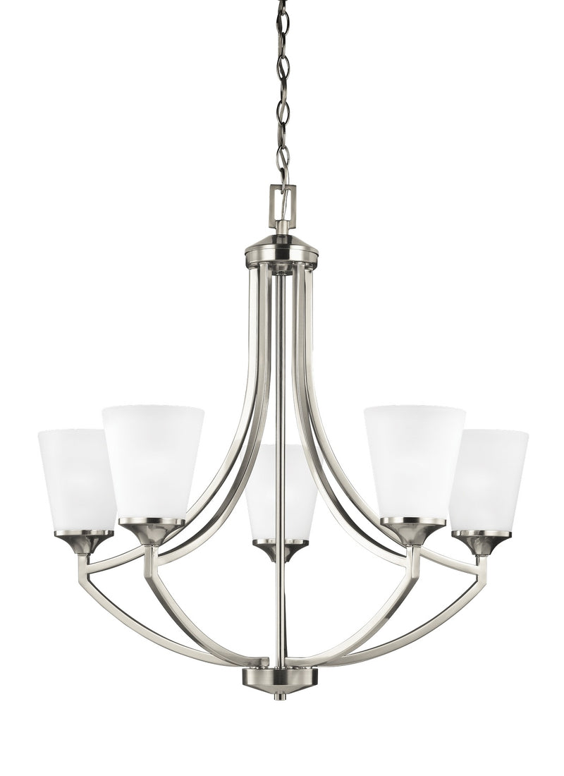 Generation Lighting 3124505-962 Hanford Five Light Chandelier, Brushed Nickel Main Image.jpg