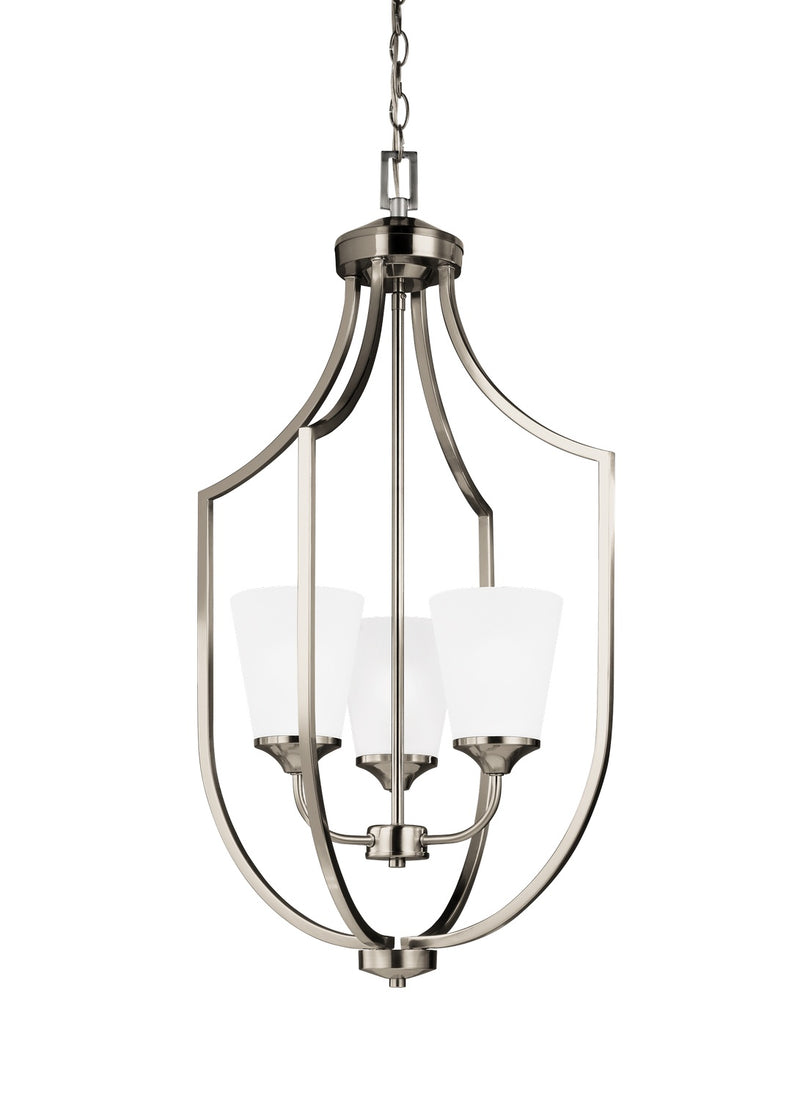 Generation Lighting 5224503-962 Hanford Three Light Hall / Foyer Pendant, Brushed Nickel Main Image.jpg