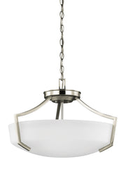 Generation Lighting 7724503-962 Hanford Three Light Semi-Flush Convertible Pendant, Brushed Nickel Main Image.jpg