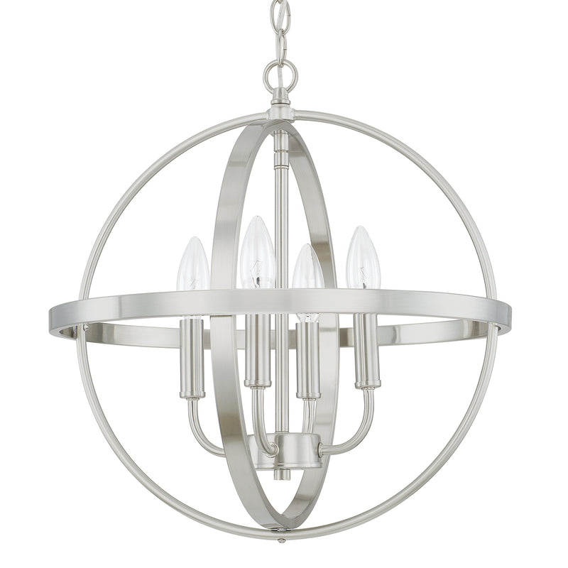 Capital Lighting 317541BN Hartwell Four Light Pendant, Brushed Nickel Main Image.jpg