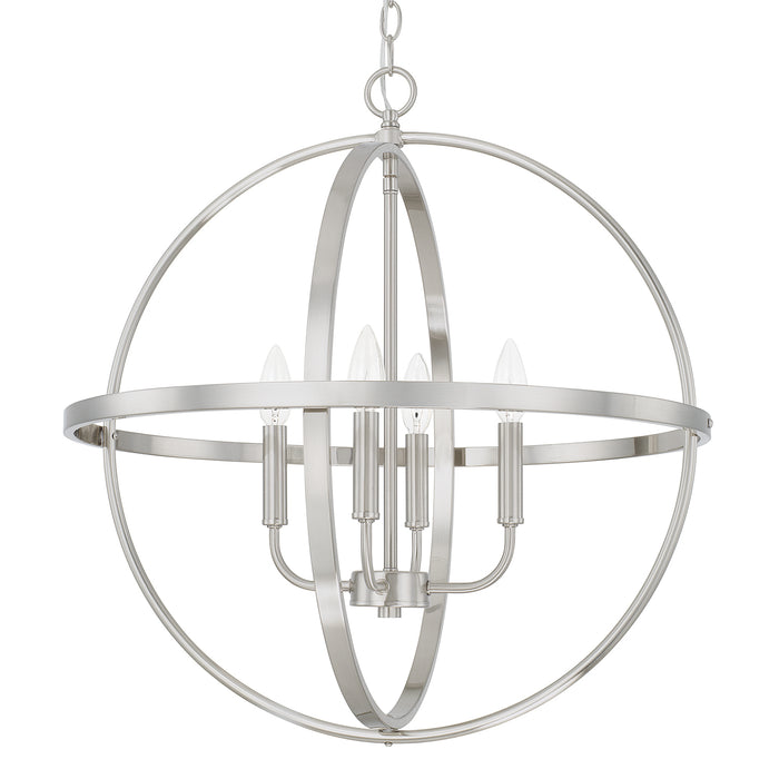 Capital Lighting 317542BN Hartwell Four Light Pendant, Brushed Nickel Main Image.jpg