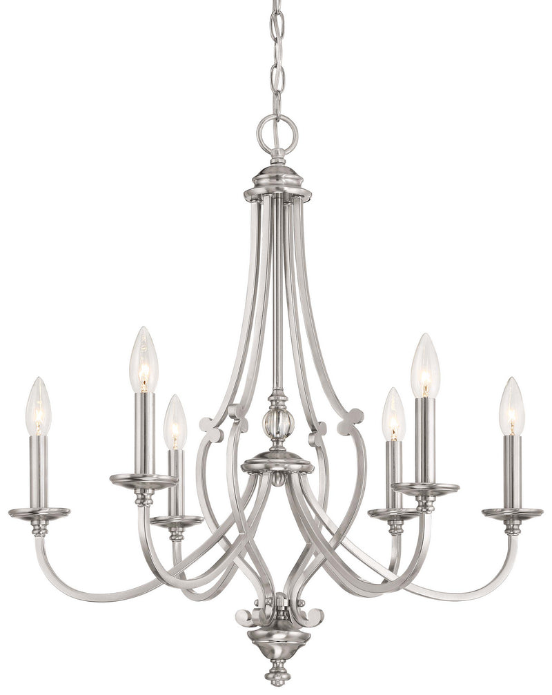 Minka-Lavery 3336-84 Savannah Row Six Light Chandelier, Brushed Nickel Main Image.jpg