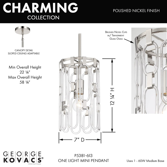 George Kovacs P5381-613 Charming One Light Mini Pendant, Polished Nickel Alternate Image 3.jpg