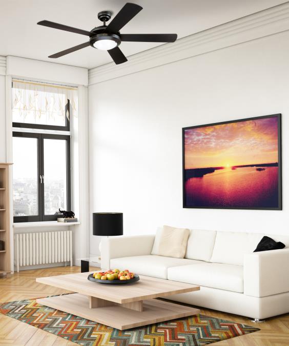 Westinghouse 7224200 Comet 52-Inch Indoor Ceiling Fan with Dimmable LED Light Fixture, Matte Black Finish with Reversible Matte Black/Marble Blades, Frosted Glass Alternate Image 4.jpg