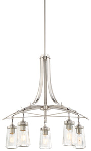 Minka-Lavery 3305-84 Poleis Five Light Chandelier, Brushed Nickel Main Image.jpg