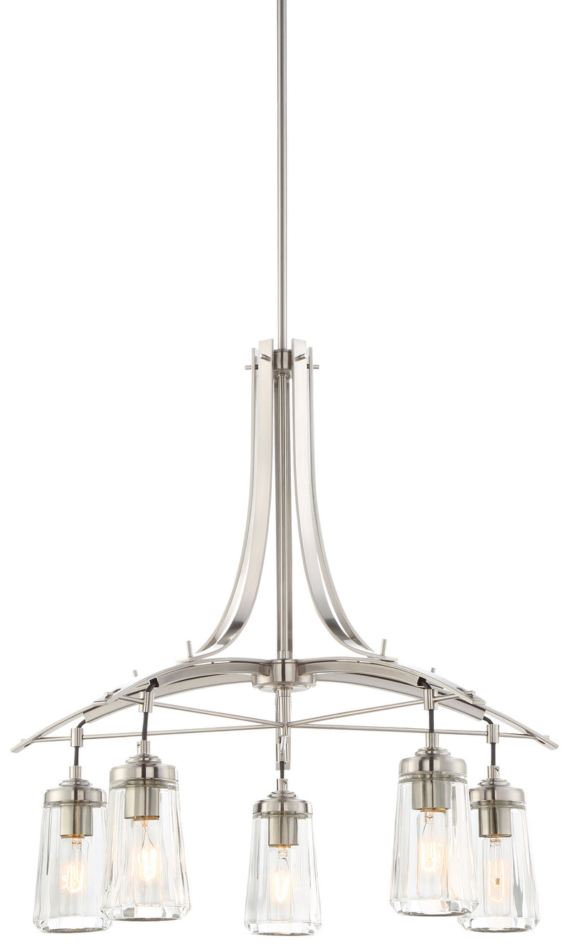 Minka-Lavery 3305-84 Poleis Five Light Chandelier, Brushed Nickel Main Image.jpg