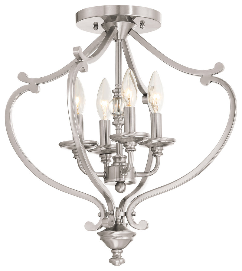 Minka-Lavery 3332-84 Savannah Row Four Light Semi Flush Mount(Convertible), Brushed Nickel Main Image.jpg