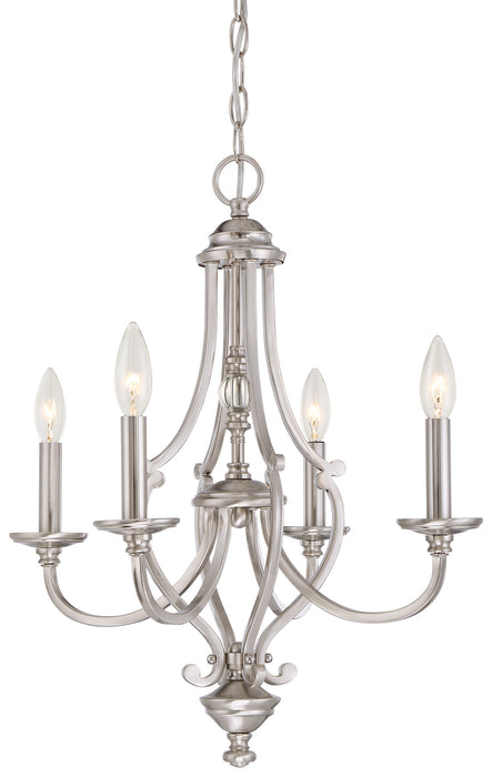 Minka-Lavery 3334-84 Savannah Row Four Light Chandelier, Brushed Nickel Main Image.jpg