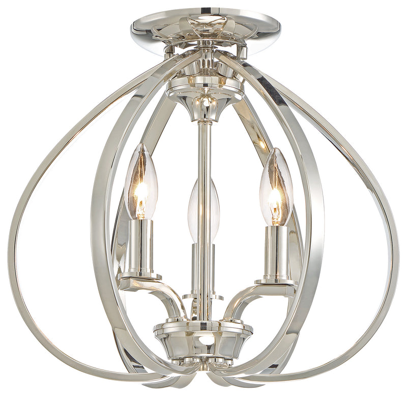 Minka-Lavery 4983-613 Tilbury Three Light Semi Flush Mount, Polished Nickel Main Image.jpg