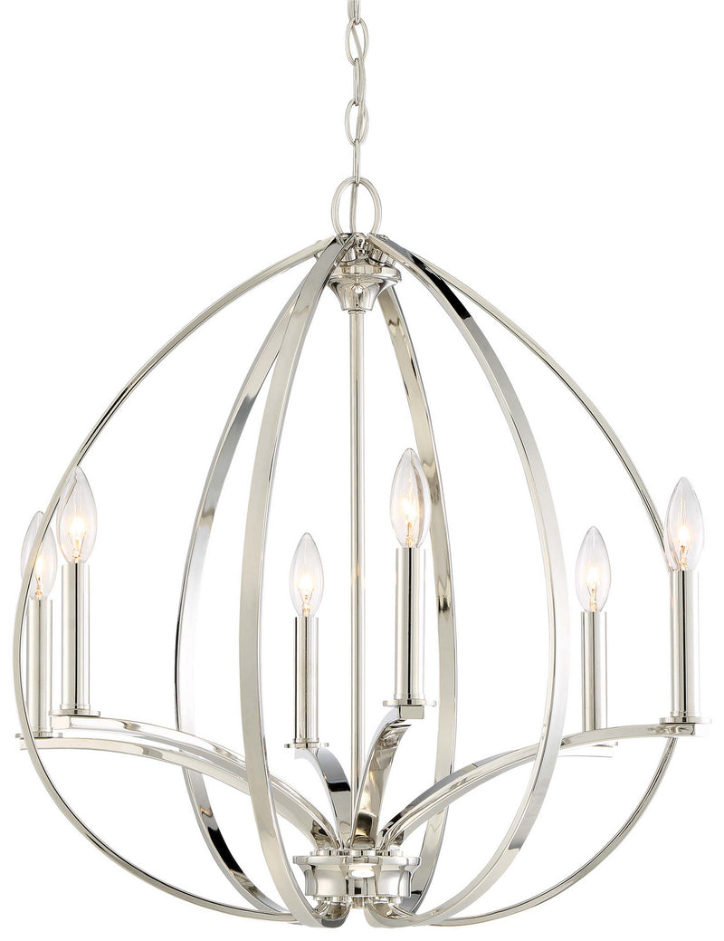 Minka-Lavery 4986-613 Tilbury Six Light Chandelier, Polished Nickel Main Image.jpg