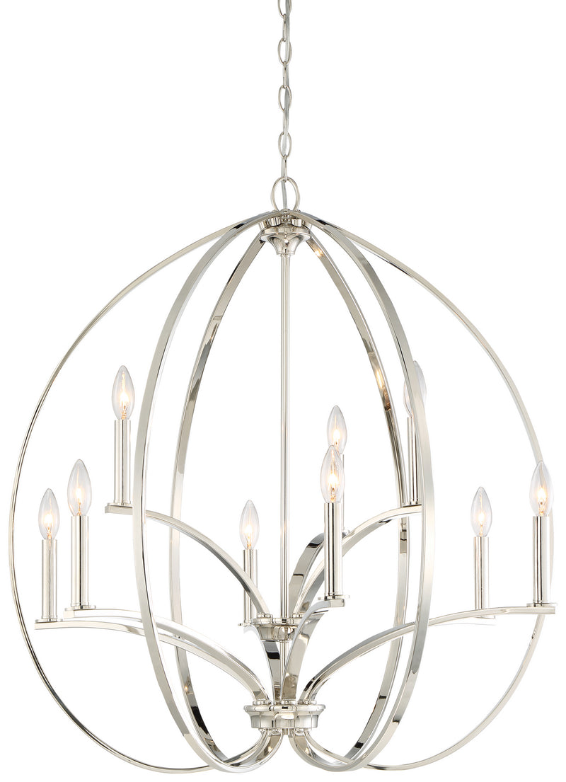 Minka-Lavery 4989-613 Tilbury Nine Light Chandelier, Polished Nickel Main Image.jpg