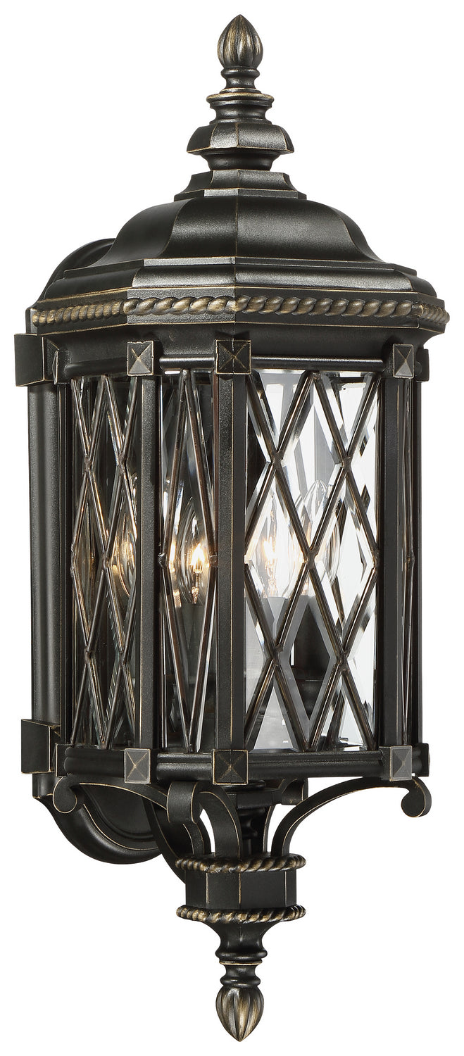 Minka-Lavery 9321-585 Bexley Manor Four Light Outdoor Wall Mount, Coal W/Gold Highlights Main Image.jpg