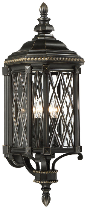 Minka-Lavery 9322-585 Bexley Manor Four Light Outdoor Wall Mount, Coal W/Gold Highlights Main Image.jpg