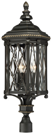 Minka-Lavery 9326-585 Bexley Manor Four Light Post Mount, Coal W/Gold Highlights Main Image.jpg