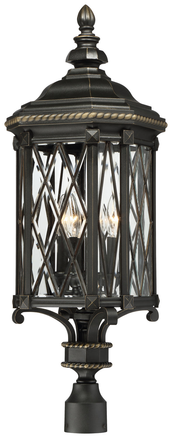 Minka-Lavery 9326-585 Bexley Manor Four Light Post Mount, Coal W/Gold Highlights Main Image.jpg