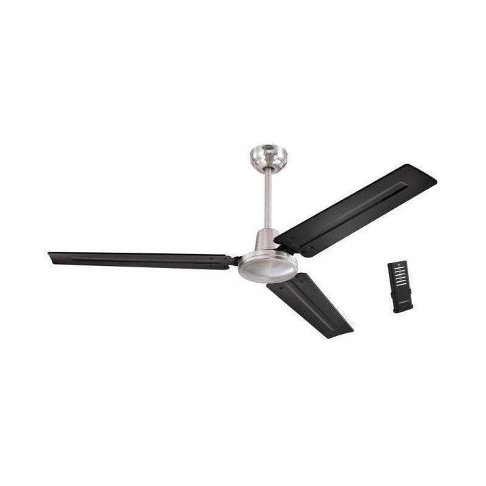 Westinghouse 7238300 Jax Industrial-Style 56-Inch Indoor Ceiling Fan, Brushed Nickel Finish with Black Steel Blades, Remote Control Included