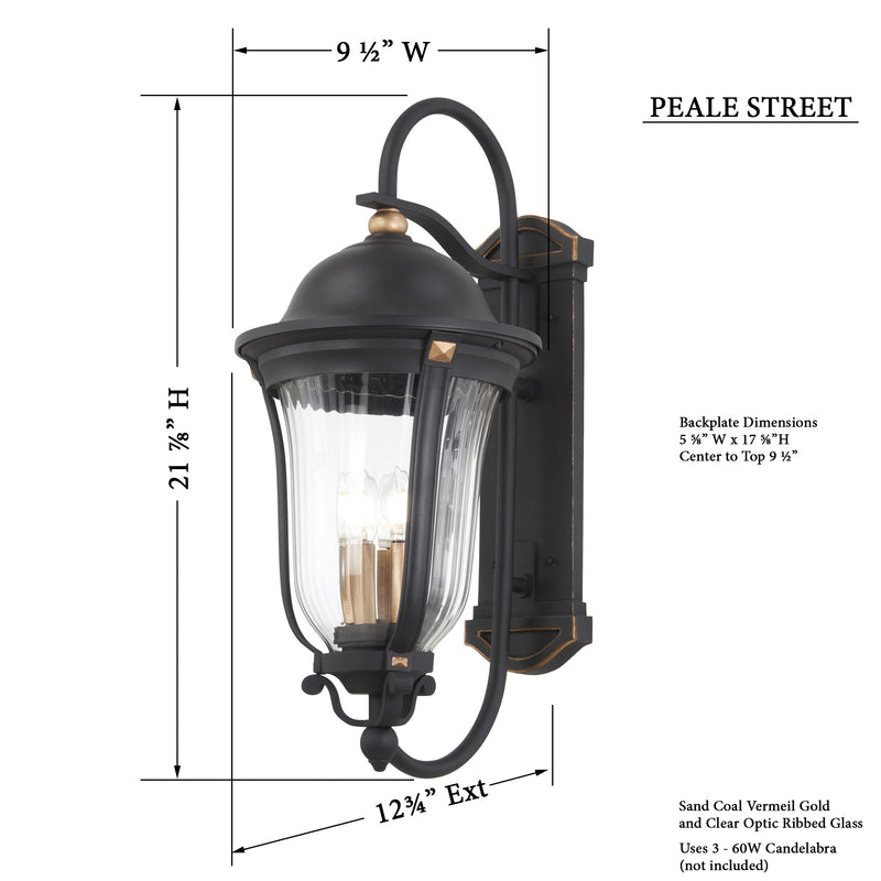 Minka-Lavery 73233-738 Peale Street Three Light Outdoor Wall Mount, Sand Coal And Vermeil Gold Alternate Image.jpg
