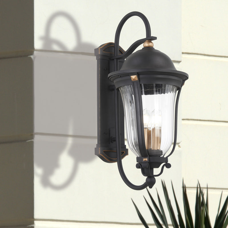 Minka-Lavery 73233-738 Peale Street Three Light Outdoor Wall Mount, Sand Coal And Vermeil Gold Alternate Image 2.jpg