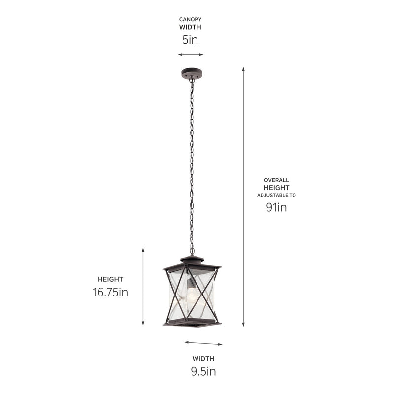 Kichler 49747WZC One Light Outdoor Pendant, Weathered Zinc (2)
