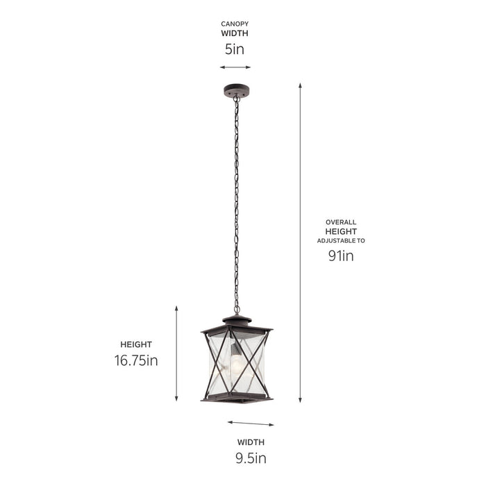 Kichler 49747WZC One Light Outdoor Pendant, Weathered Zinc (2)