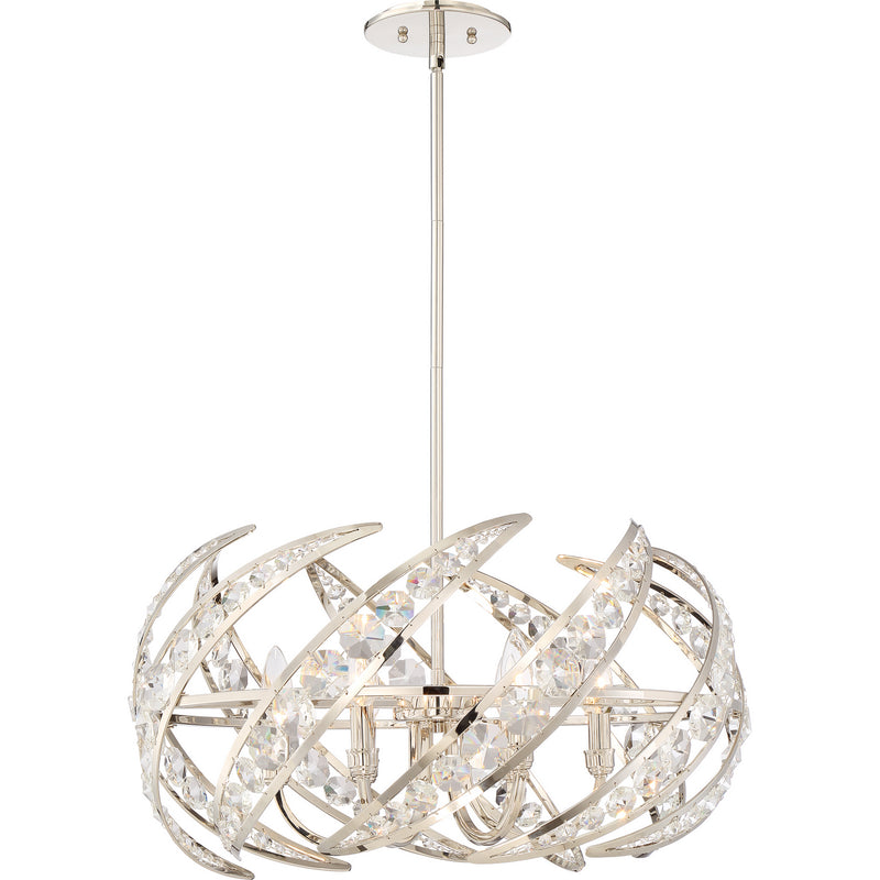 Quoizel PCCN2824PK Crescent Six Light Pendant, Polished Nickel Main Image.jpg