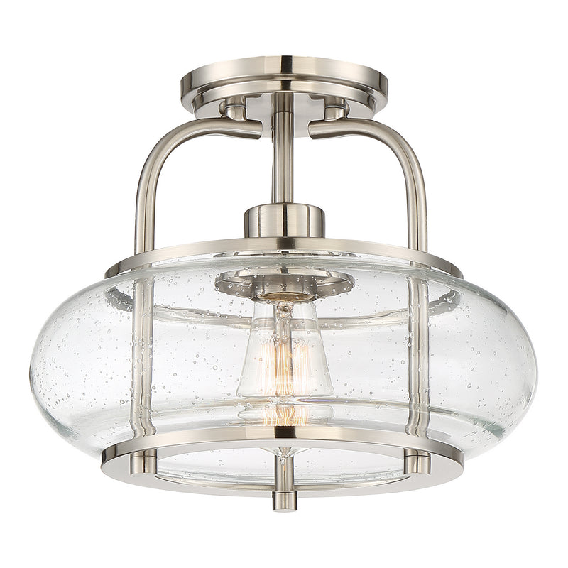 Quoizel TRG1712BN Trilogy One Light Semi Flush Mount, Brushed Nickel Main Image.jpg