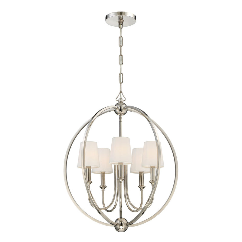 Crystorama 2247-PN Sylvan Five Light Chandelier Polished Nickel Main Image.jpg