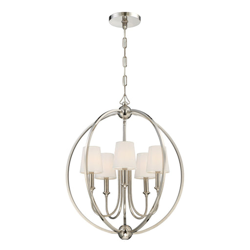 Crystorama 2247-PN Sylvan Five Light Chandelier Polished Nickel Main Image.jpg