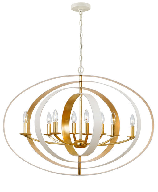 Crystorama 588-MT-GA Luna Eight Light Chandelier Matte White / Antique Gold Main Image.jpg