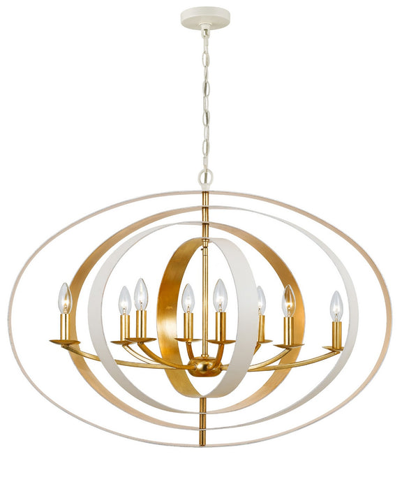 Crystorama 588-MT-GA Luna Eight Light Chandelier Matte White / Antique Gold Main Image.jpg