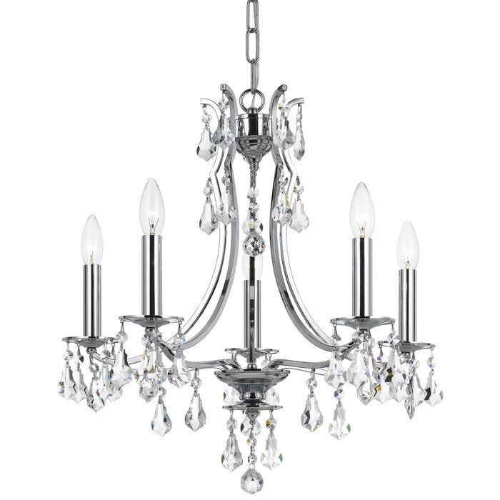 Crystorama 5935-CH-CL-MWP Cedar Five Light Mini Chandelier Polished Chrome Main Image.jpg