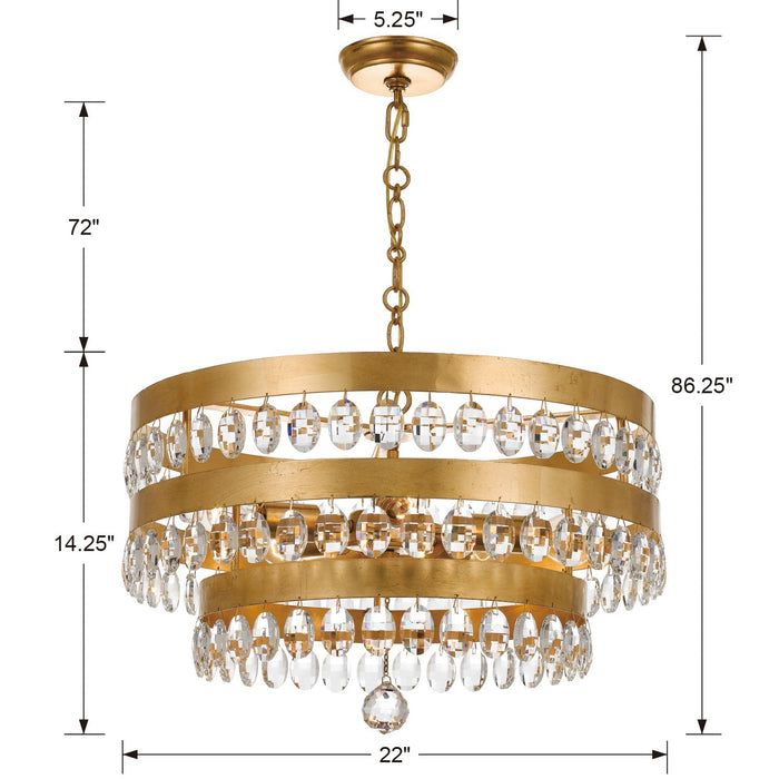 Crystorama 6106-GA Perla Five Light Chandelier Antique Gold Alternate Image 2.jpg