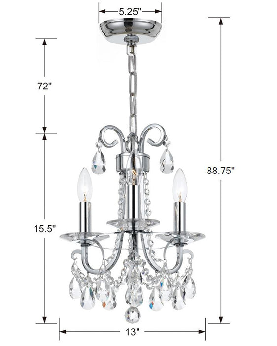 Crystorama 6823-CH-CL-MWP Othello Three Light Mini Chandelier Polished Chrome Alternate Image 2.jpg