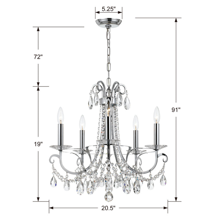 Crystorama 6825-CH-CL-MWP Othello Five Light Chandelier Polished Chrome Alternate Image 2.jpg
