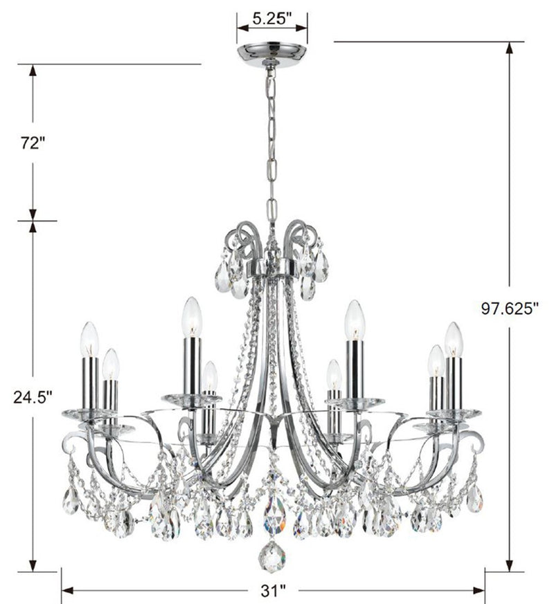 Crystorama 6828-CH-CL-MWP Othello Eight Light Chandelier Polished Chrome Alternate Image 2.jpg