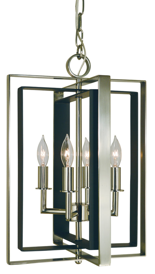 Framburg 4860 BN/MBLACK Symmetry Four Light Chandelier, Brushed Nickel with Matte Black Main Image.jpg