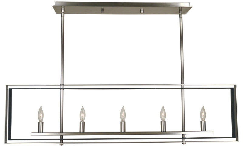 Framburg 4869 PN/MBLACK Symmetry Five Light Island Chandelier, Polished Nickel with Matte Black Main Image.jpg