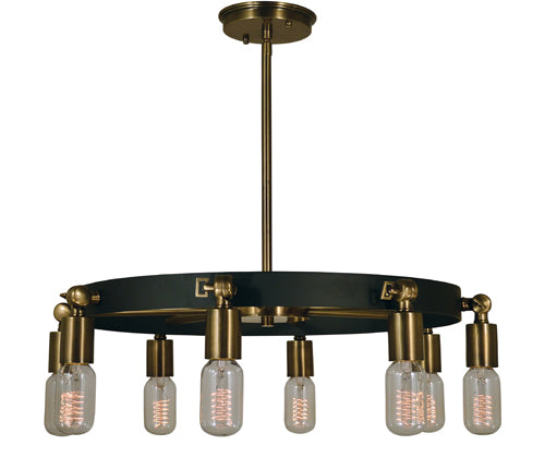 Framburg 4889 AB/MBLACK Felix Eight Light Chandelier, Antique Brass with Matte Black Main Image.jpg