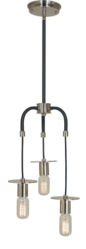 Framburg 4893 PN/MBLACK Juliette Three Light Pendant, Polished Nickel with Matte Black Main Image.jpg