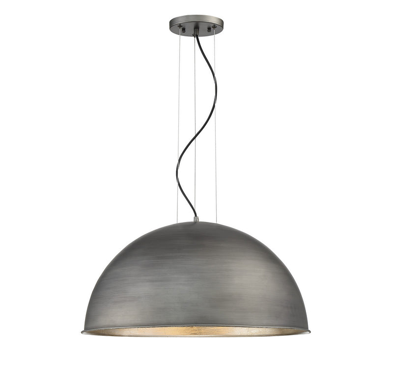 Savoy House 7-5014-3-85 Three Light Pendant, Rubbed Zinc w/Silver Leaf