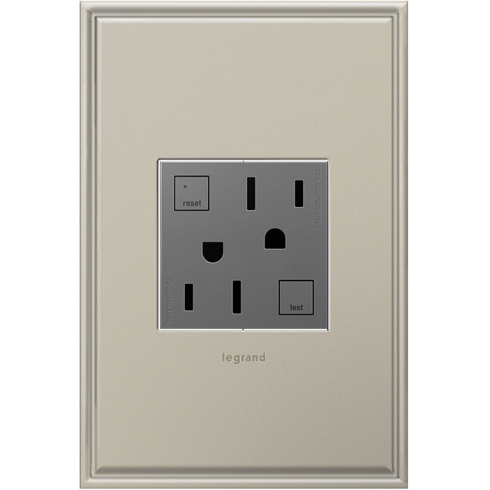 Legrand AGFTR2152M4 Adorne Duplex Self-Test GFCI Receptacles, Magnesium Alternate Image 2