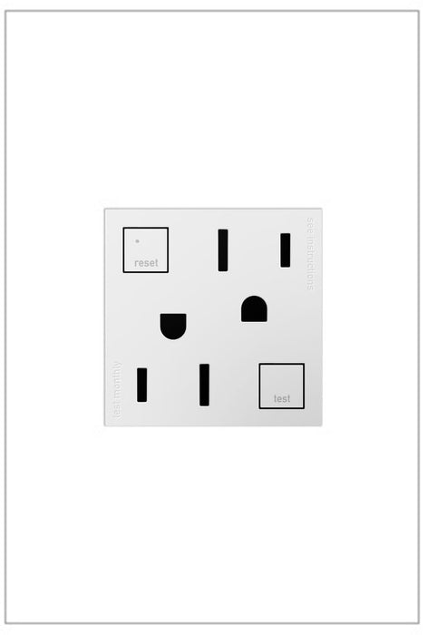 Legrand AGFTR2152W4 Adorne Duplex Self-Test GFCI Receptacles, White Main Image