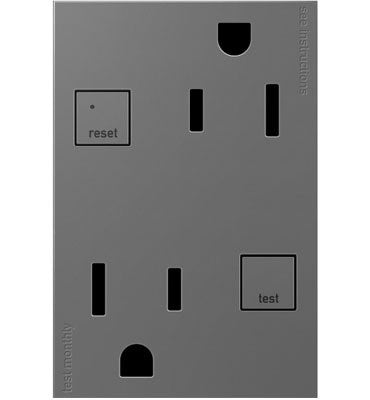 Legrand AGFTR2153M4 Adorne Duplex Self-Test GFCI Receptacles, Magnesium Main Image