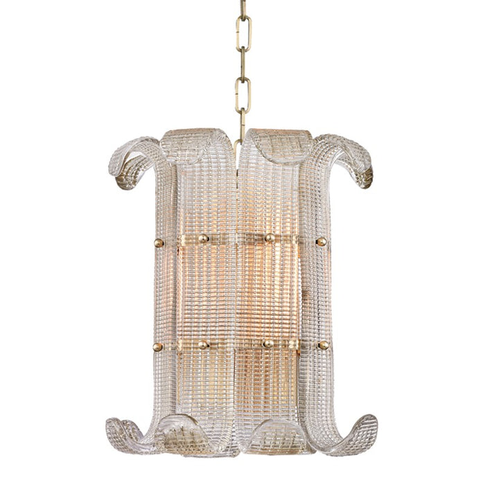 Hudson Valley 2904-AGB Brasher Four Light Chandelier, Aged Brass Main Image.jpg