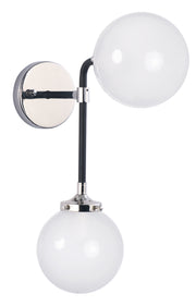 Maxim 24722WTBKPN Atom Two Light Wall Sconce, Black / Polished Nickel Main Image.jpg