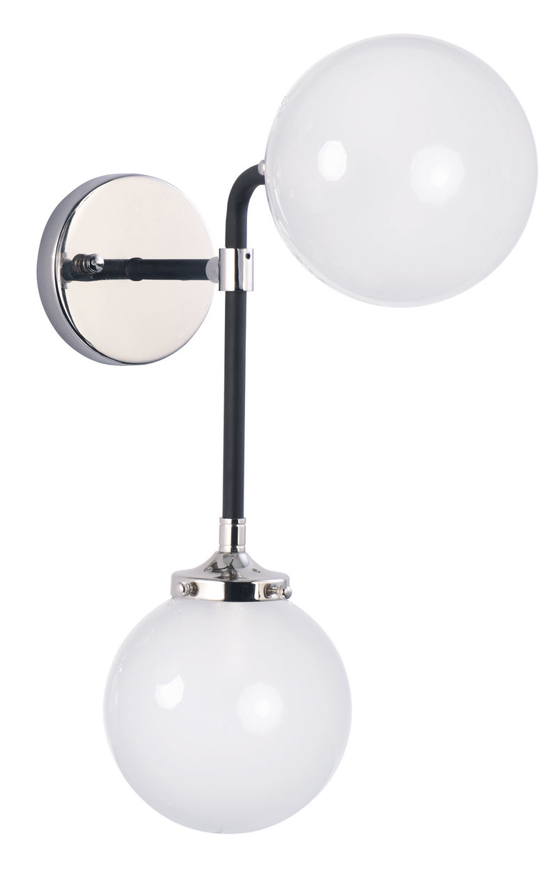 Maxim 24722WTBKPN Atom Two Light Wall Sconce, Black / Polished Nickel Main Image.jpg