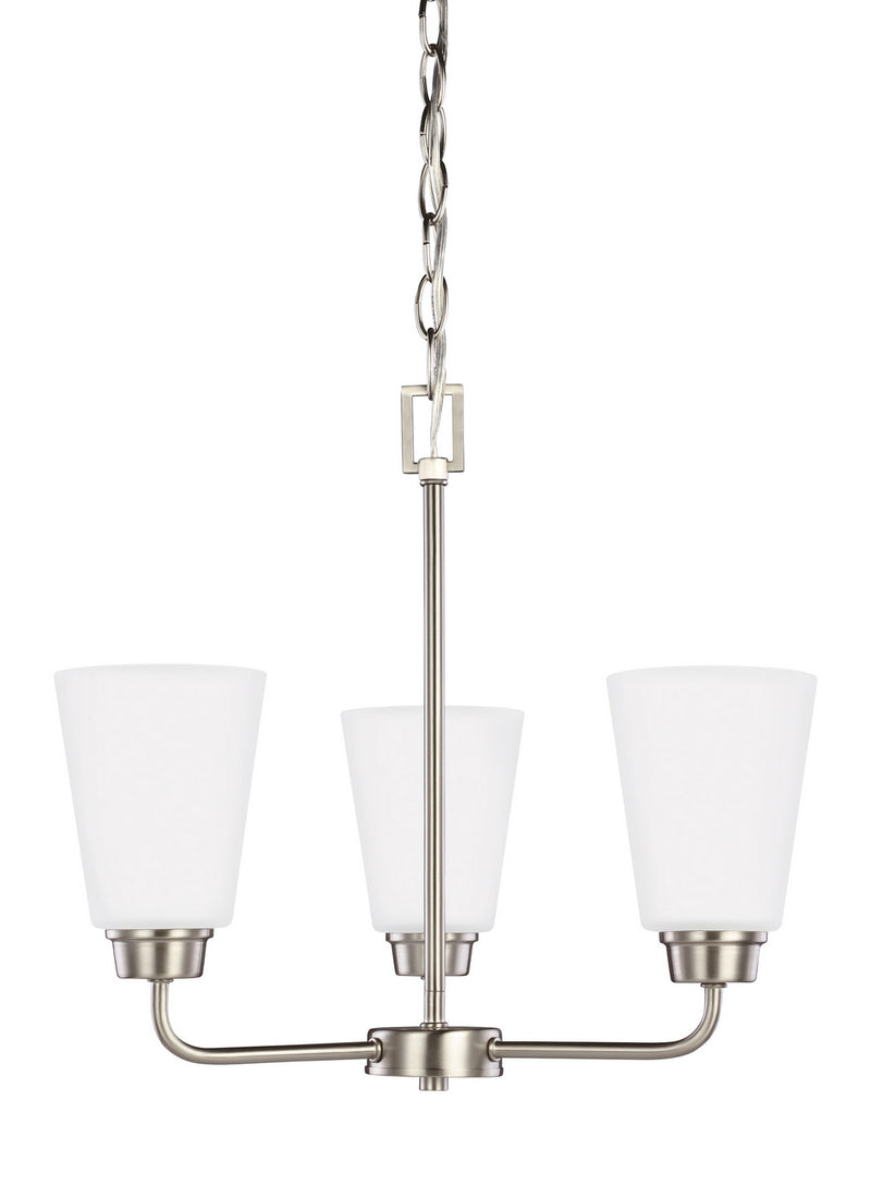 Generation Lighting 3115203EN3-962 Kerrville Three Light Chandelier, Brushed Nickel Main Image.jpg
