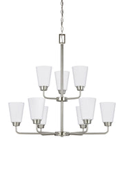 Generation Lighting 3115209-962 Kerrville Nine Light Chandelier, Brushed Nickel Main Image.jpg